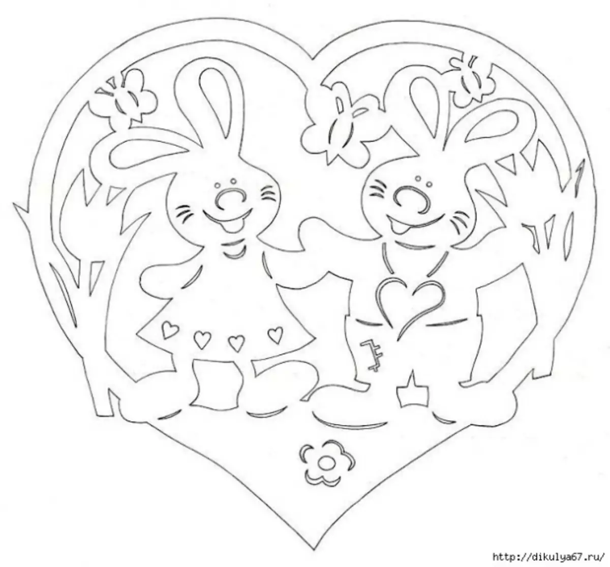 Snowflake paper cutouts for new year and rabbit for Easter