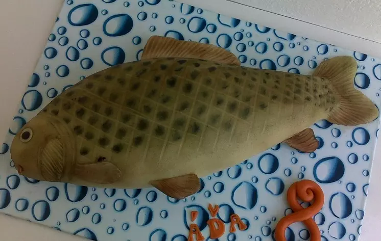 3D kake fisk fra sukker mastica. 50 ideer