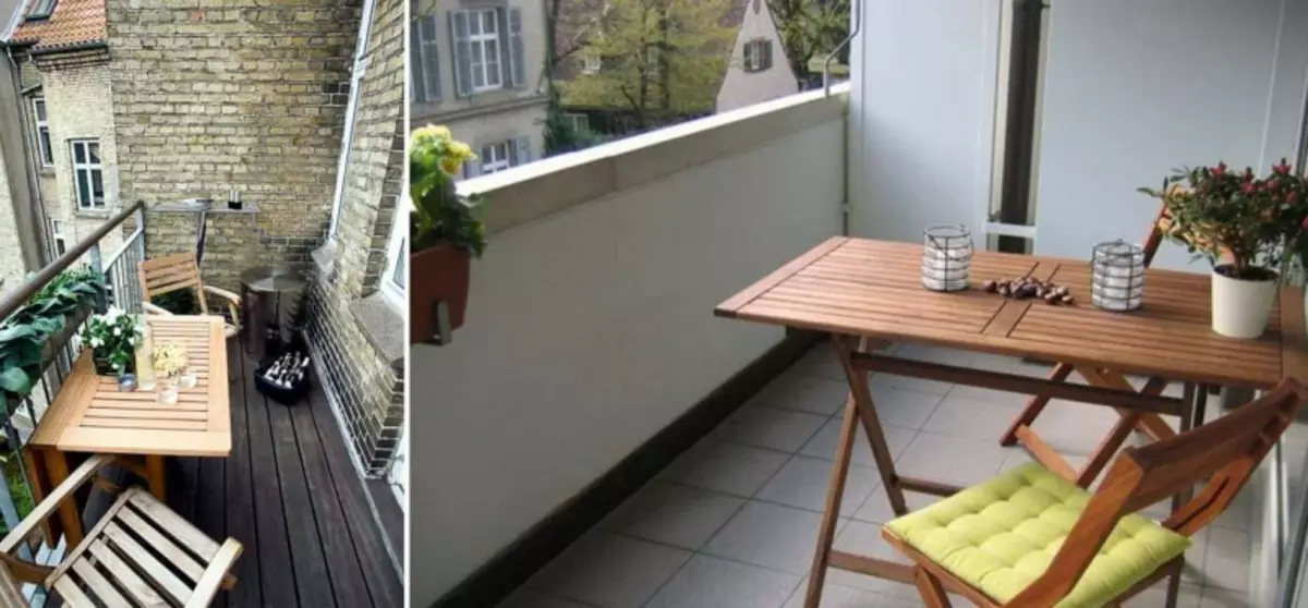 Folding bord på balkonen: ergonomi indendørs