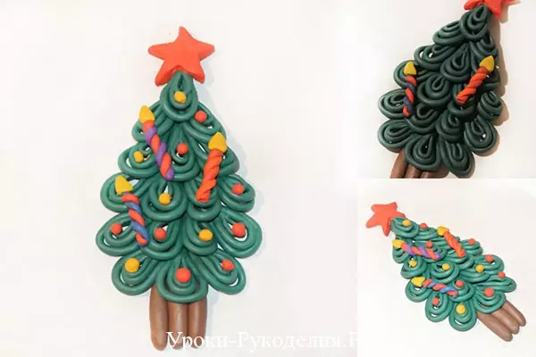 Cómo hacer un árbol de Navidad de plastilina con sus propias manos paso a paso con fotos y video