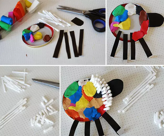 How to make a lamb of plasticine and cotton sticks do it yourself: master class