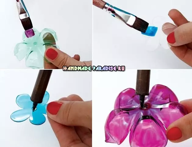 Hiasan Lampshar dengan Bunga Diperbuat daripada Botol Plastik