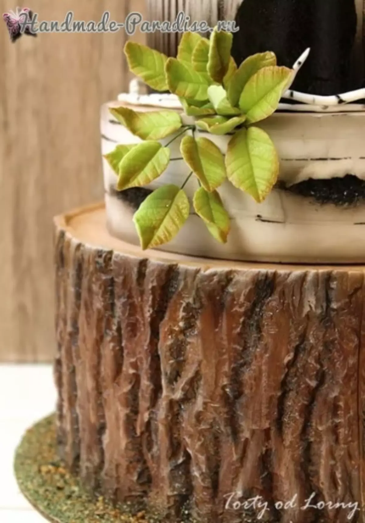 Efek kulit pohon yang terbuat dari gula damar wangi untuk kue
