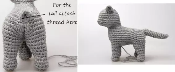 cat amigurumi. ລາຍລະອຽດ Knitting Crochet