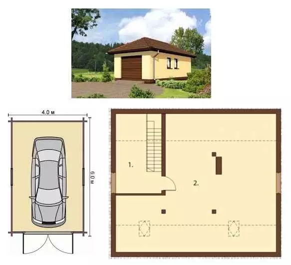 Garageprojecten met kelder en zolder voor het rationele gebruik van het gebied van de site