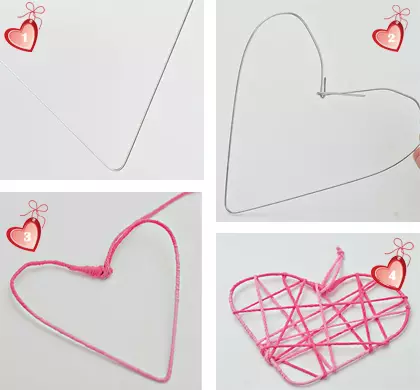 Paper hearts with their own hands on the wall in Origami technique