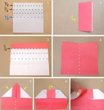 Akwụkwọ nke nwere aka ha na mgbidi na usoro origami