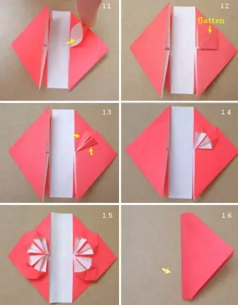 Хартиени сърца със собствените си ръце на стената в техниката на оригами