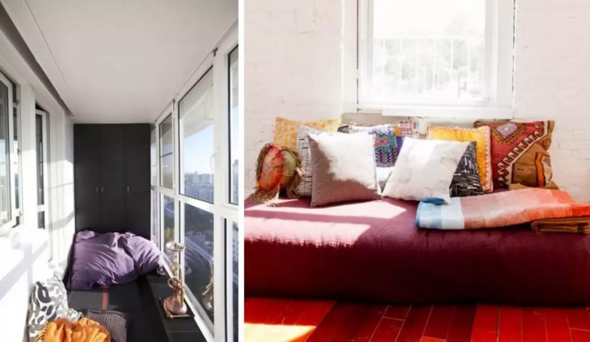 Kawasan lounge di balkoni: tempat berehat tanpa meninggalkan apartmen