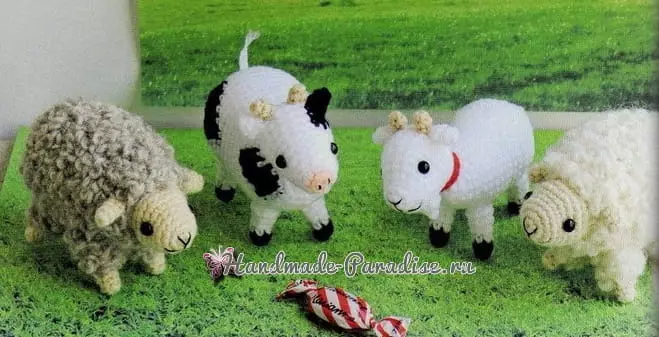 Vaca, oveja y meta Amigurumi. Esquemas de tejido