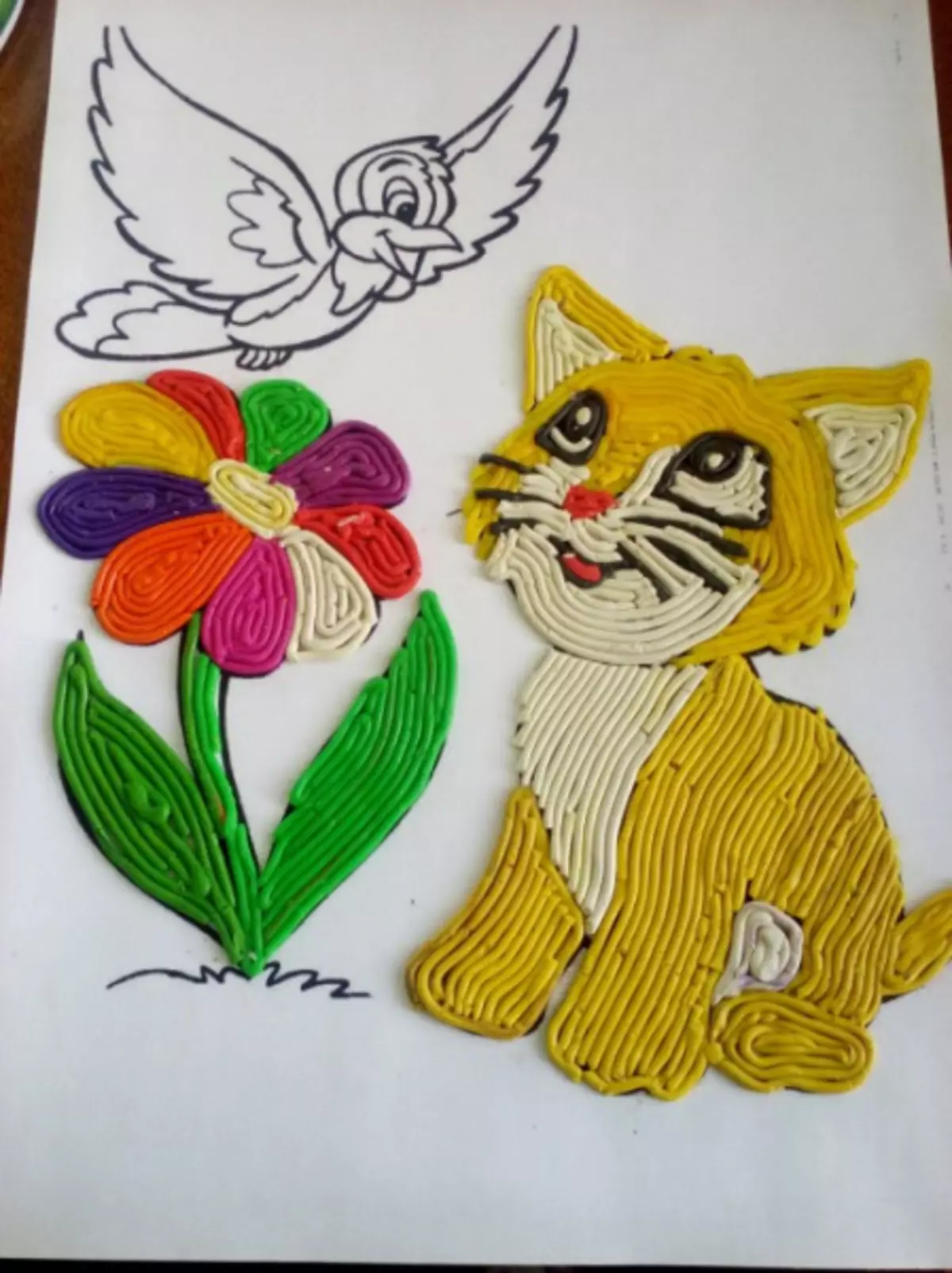 Рисование пластилином кот