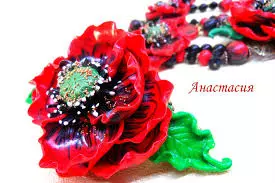 Polimerna ogrlica z lastnimi rokami: Ustvarite makove rože z videom