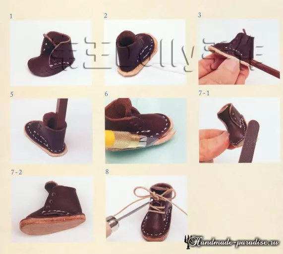 Shoes and leather bags for dolls. Templates