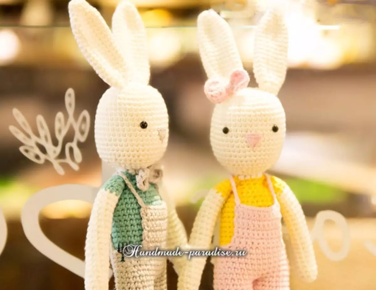 Knit crocheted eared hares and rabbits