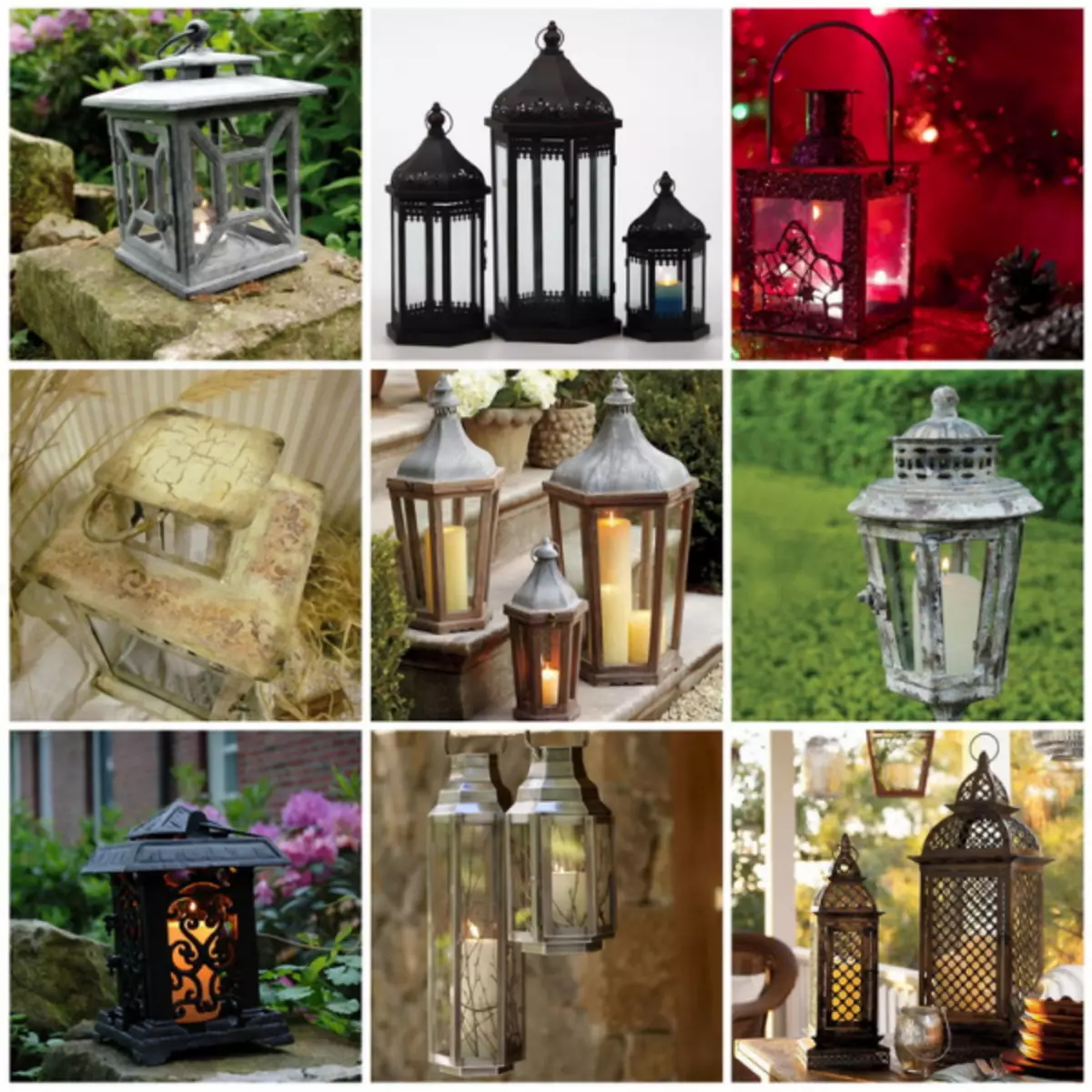 Dagens inspirasjon: Stearinlys lanterner for dekorasjonen av huset og hyttene (27 bilder)