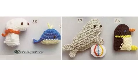 ვეშაპი, ბეჭედი, პოლარული დათვი და penguin crochet