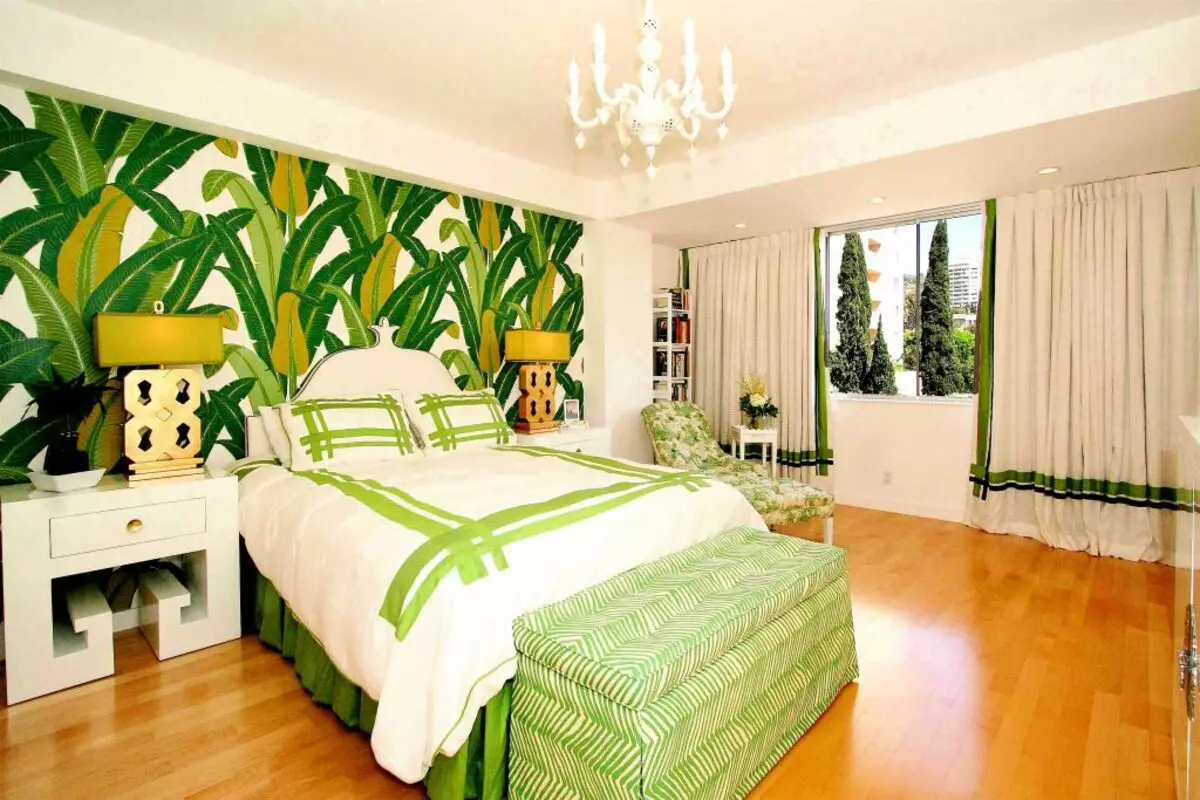 Grüner Schlafzimmerinnenraum