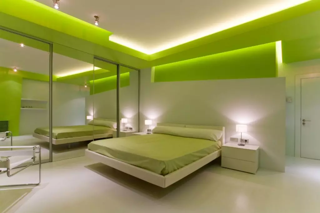 綠色臥室室內裝飾