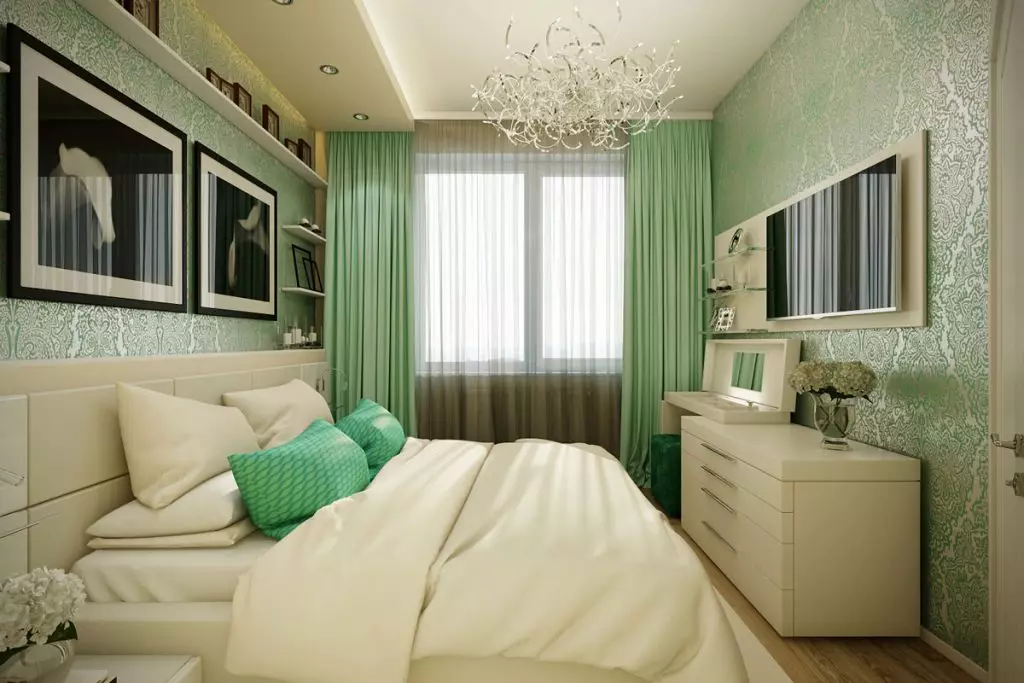 Unutrašnjost zelene spavaće sobe