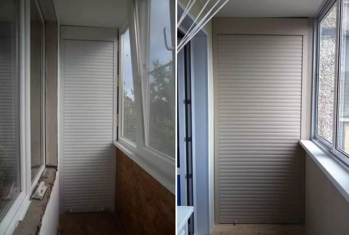 Ergonominen kaappi parvekkeelle, jossa on ikkunaluukut: mukavuus ja kompakti