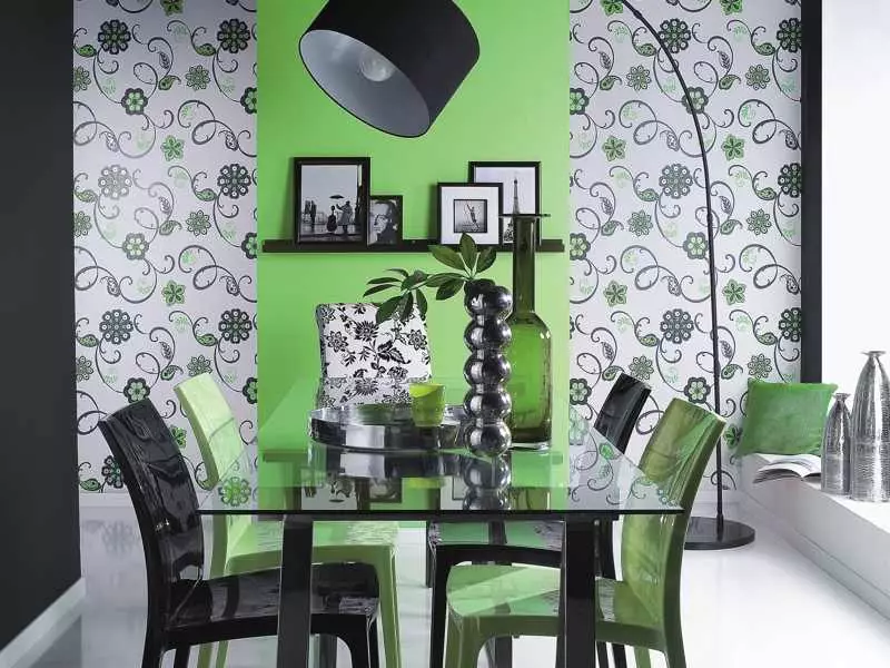 Kichen Wallpaper Kombinatioun: stilvoll Léisunge fir net einfach Raum (+40 Foto)