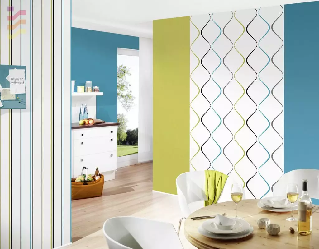 Keuken behangcombinatie: stijlvolle oplossingen voor niet gemakkelijke kamer (+40 foto)