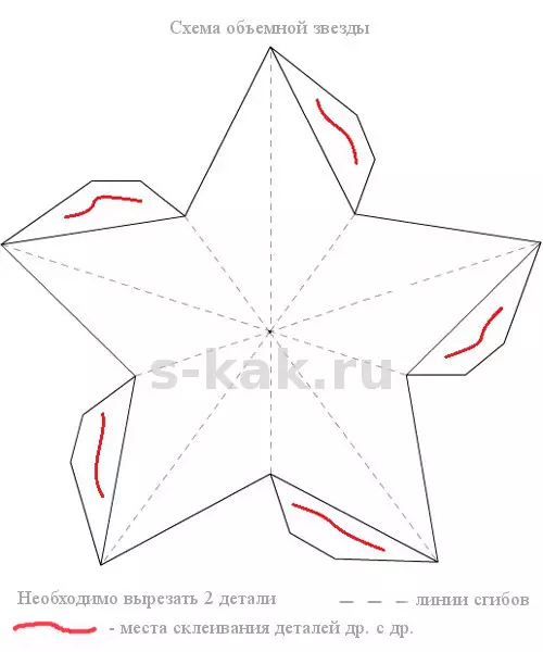 Estrela circundante de papel por 9 de maio: modelos con fotos e video