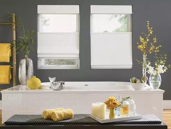 Light filters on the windows from the bottom up or 