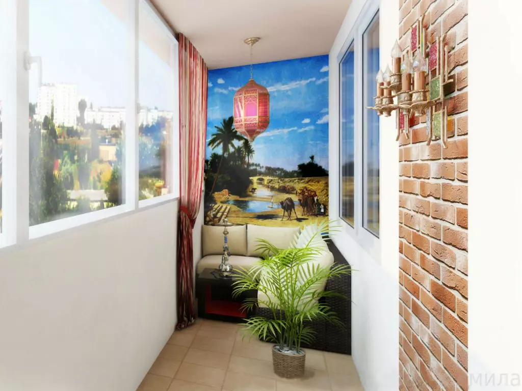 Desain balcon sareng wallpaper: stylish réngsé sareng tip pikeun milih bahan