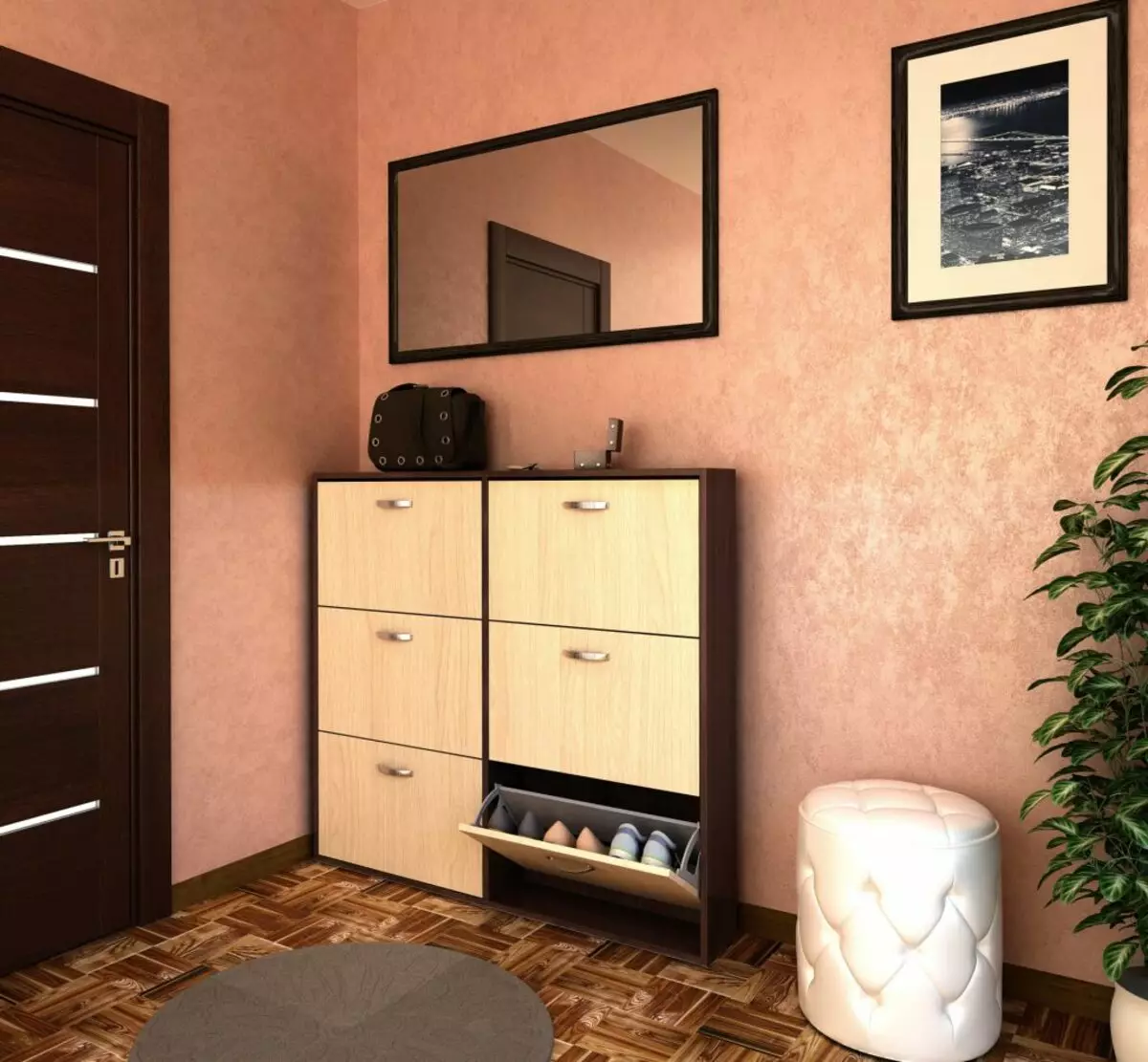 在Khrushchev公寓的一個小走廊註冊：在房間裡的視覺增加