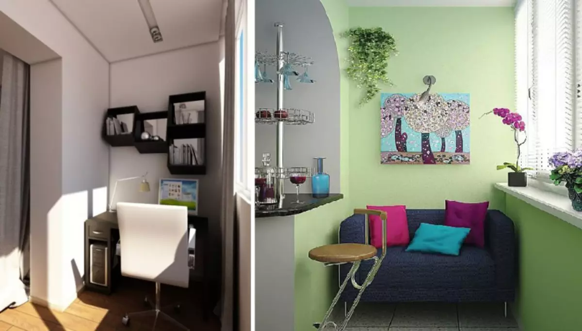 Balkongunionen med rum: perfekt lösning för liten lägenhet