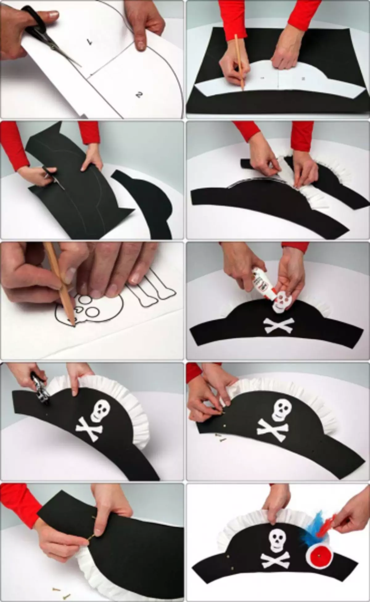 Chapéu de pirata com as mãos do papel: classe master com vídeo