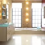 Kamar mandi modern: susunan sareng gaya (+40 poto)