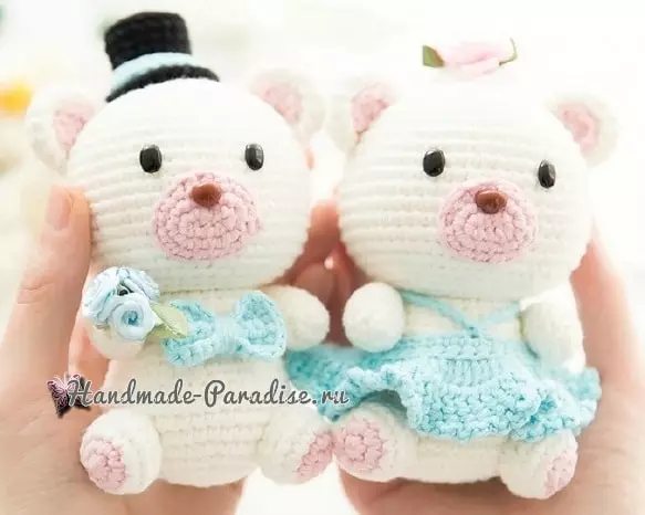 หมีแต่งงาน เจ้าสาวและเจ้าบ่าว Amigurumi