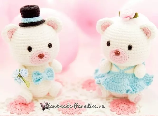 หมีแต่งงาน เจ้าสาวและเจ้าบ่าว Amigurumi