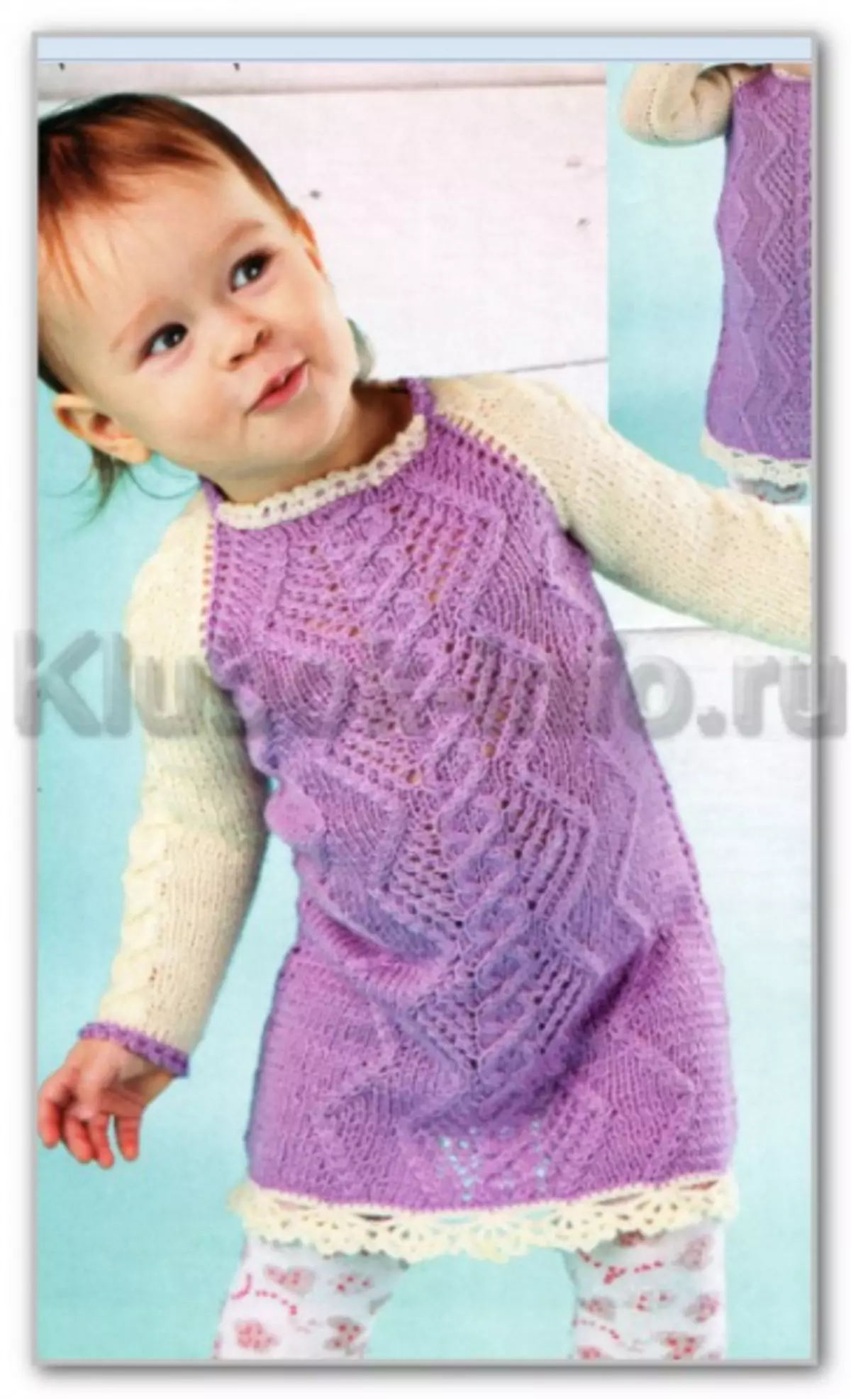 Tunique pour la fille avec aiguilles à tricoter avec coquette ronde: schémas avec description
