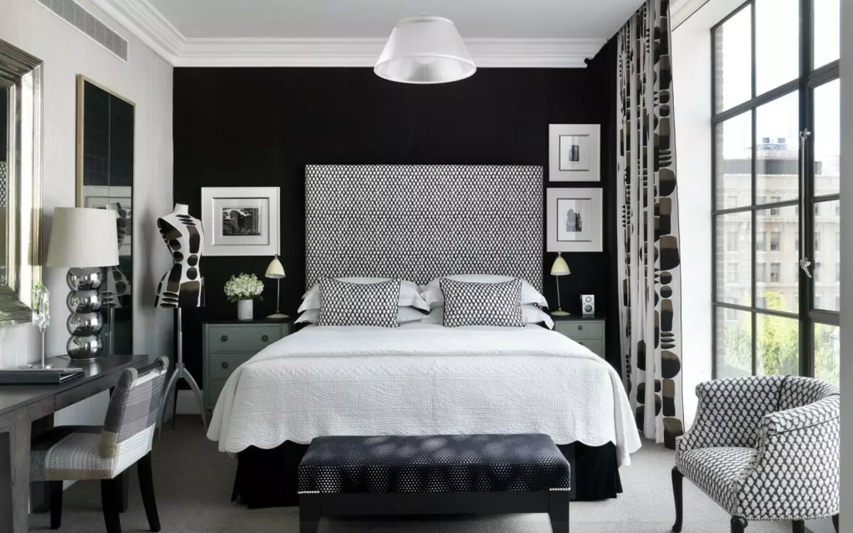 Черно-бяла спалня интериор