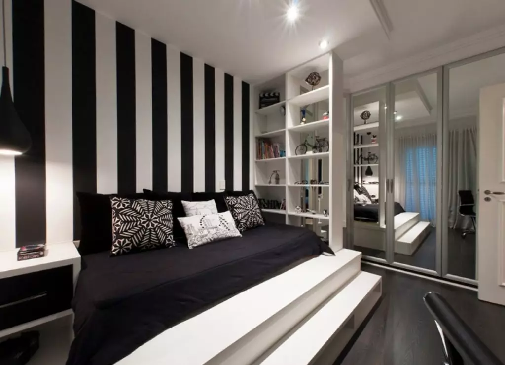 Interior de dormitori blanc negre