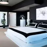 काळा आणि पांढरा बेडरूमचे आतील तयार - निर्मितीक्षमता आणि शिल्लक (+40 फोटो)