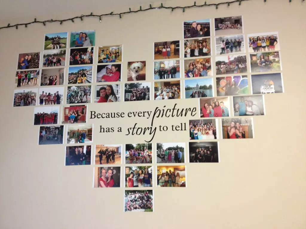 Collage cu fotografii de familie sub forma unei inimi