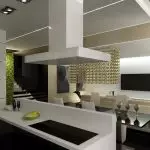 Moderní design kuchyně v Chruščovech ve stylu high-tech