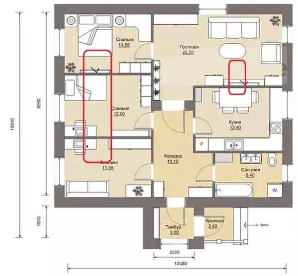 Kolme magamistoaga hoone 1-korruselise hoone käivitamine - valida maitse järgi