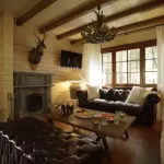 Dekoracja domku: Wnętrze salonu w domu wsi i mieszkanie