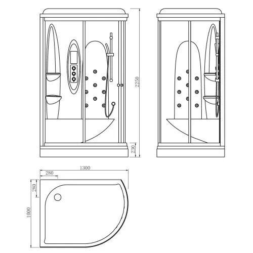 シャワー用蒸気発生器の設置の特徴