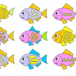 Applique de papel de cores con plantilla de peixe