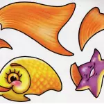 زين ورقة ملونة مع قالب الأسماك