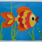 Applique de papel de color con plantilla de pescado
