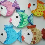 נייר צבעוני applique עם תבנית דגים