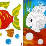 मछली टेम्पलेट के साथ रंगीन कागज applique