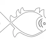 मछली टेम्पलेट के साथ रंगीन कागज applique